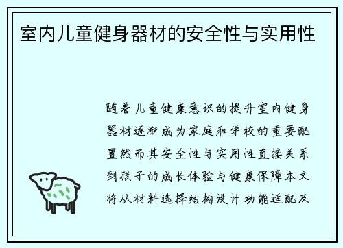 室内儿童健身器材的安全性与实用性